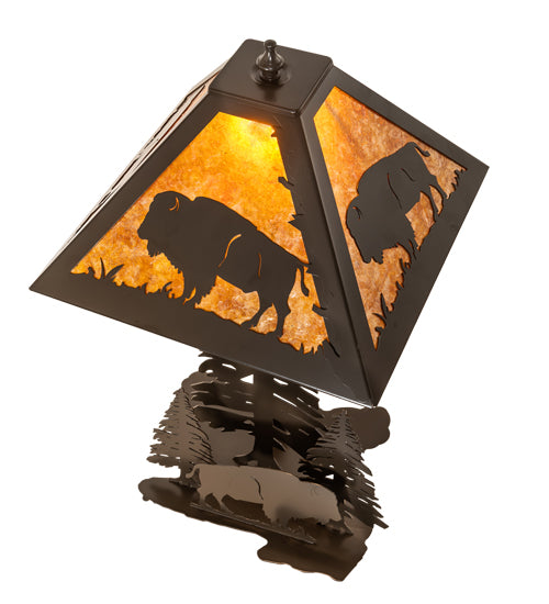 Meyda Tiffany Lighting 15380 Buffalo Two Light Table Lamp Lamp Bronze / Dark