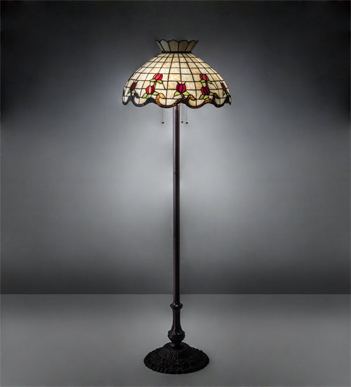 Meyda Tiffany Lighting 153948 Roseborder Three Light Floor Lamp Lamp Bronze / Dark