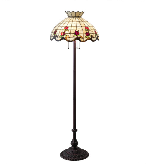 Meyda Tiffany Lighting 153948 Roseborder Three Light Floor Lamp Lamp Bronze / Dark