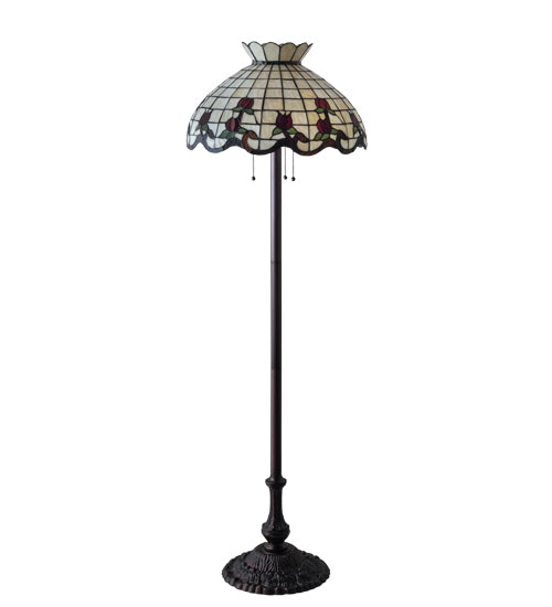 Meyda Tiffany Lighting 153948 Roseborder Three Light Floor Lamp Lamp Bronze / Dark