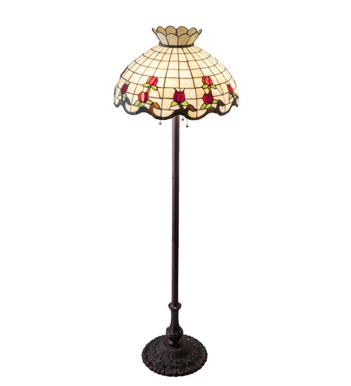 Meyda Tiffany Lighting 153948 Roseborder Three Light Floor Lamp Lamp Bronze / Dark