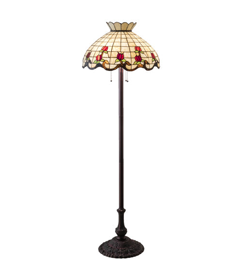 Meyda Tiffany Lighting 153948 Roseborder Three Light Floor Lamp Lamp Bronze / Dark