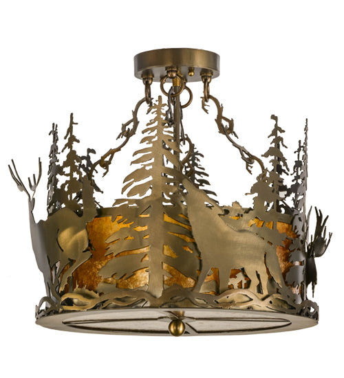 Meyda Tiffany Wildlife At Dusk 153985 Ceiling Light - Antique Copper/Amber Mica
