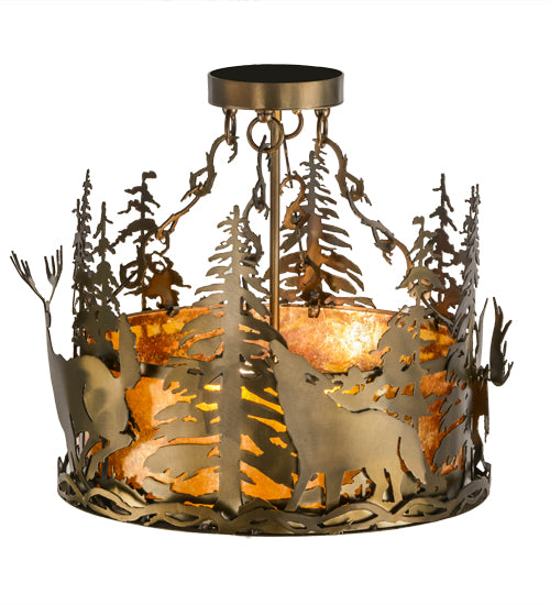 Meyda Tiffany Wildlife At Dusk 153985 Ceiling Light - Antique Copper/Amber Mica