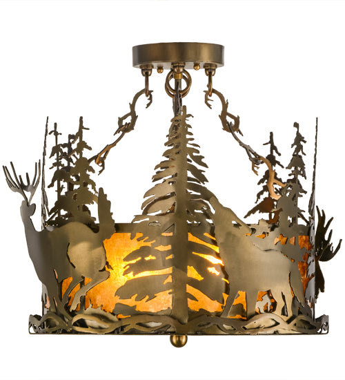 Meyda Tiffany Wildlife At Dusk 153985 Ceiling Light - Antique Copper/Amber Mica