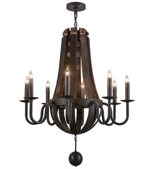 Meyda Tiffany Barrel Stave 154052 Chandelier Light - Natural Wood,Timeless Bronze