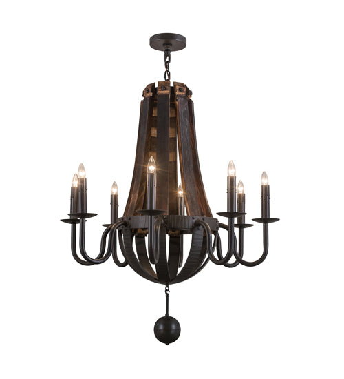 Meyda Tiffany Barrel Stave 154052 Chandelier Light - Natural Wood,Timeless Bronze