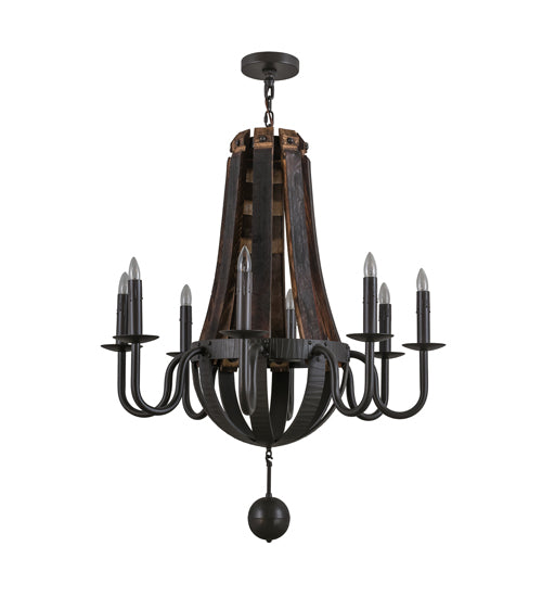 Meyda Tiffany Barrel Stave 154052 Chandelier Light - Natural Wood,Timeless Bronze