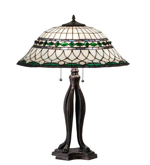 Meyda Tiffany Lighting 15405 Tiffany Roman Three Light Table Lamp Lamp Bronze / Dark
