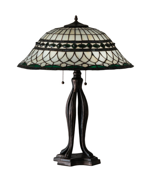 Meyda Tiffany Lighting 15405 Tiffany Roman Three Light Table Lamp Lamp Bronze / Dark