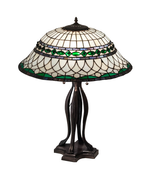 Meyda Tiffany Lighting 15405 Tiffany Roman Three Light Table Lamp Lamp Bronze / Dark