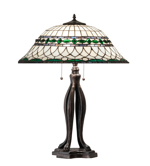 Meyda Tiffany Lighting 15405 Tiffany Roman Three Light Table Lamp Lamp Bronze / Dark