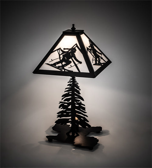 Meyda Tiffany Lighting 15425 Alpine Two Light Table Lamp Lamp Black