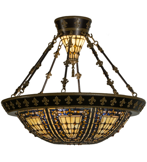 Meyda Tiffany Fleur-De-Lis 154254 Ceiling Light - Antique Copper,Nickel
