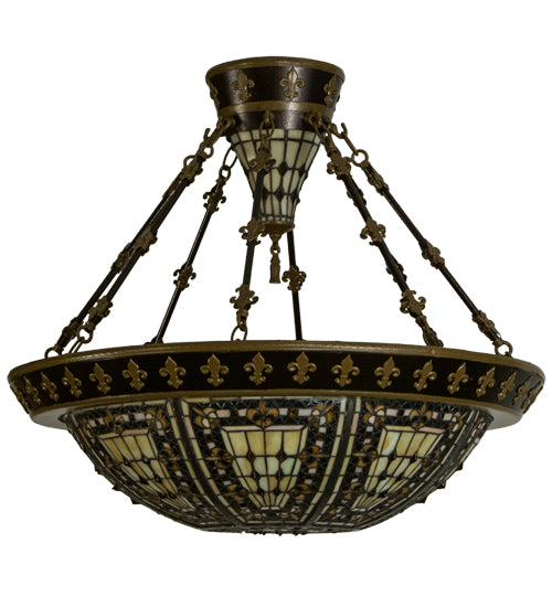 Meyda Tiffany Fleur-De-Lis 154254 Ceiling Light - Antique Copper,Nickel