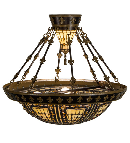 Meyda Tiffany Fleur-De-Lis 154254 Ceiling Light - Antique Copper,Nickel
