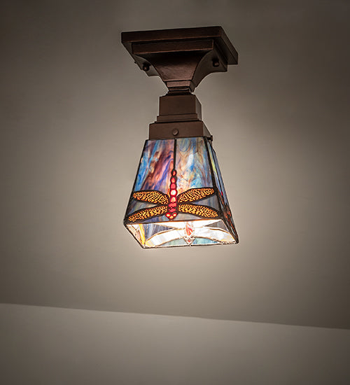 Meyda Tiffany Prairie Dragonfly 154290 Ceiling Light - Mahogany Bronze