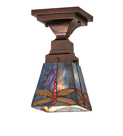 Meyda Tiffany Prairie Dragonfly 154290 Ceiling Light - Mahogany Bronze