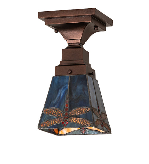 Meyda Tiffany Prairie Dragonfly 154290 Ceiling Light - Mahogany Bronze