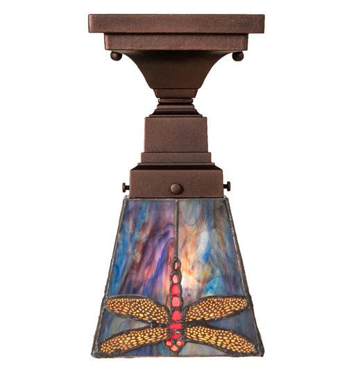 Meyda Tiffany Prairie Dragonfly 154290 Ceiling Light - Mahogany Bronze