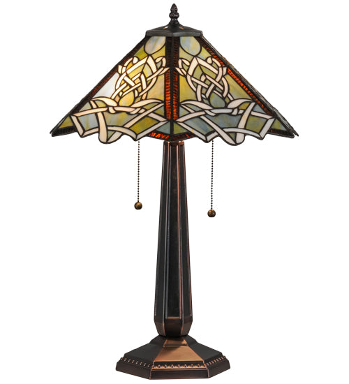 Meyda Tiffany Lighting 154481 Glasgow Bungalow Two Light Table Lamp Lamp Bronze / Dark