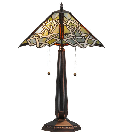 Meyda Tiffany Lighting 154481 Glasgow Bungalow Two Light Table Lamp Lamp Bronze / Dark