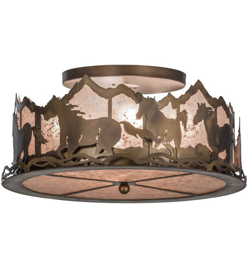 Meyda Tiffany Running Horses 154711 Ceiling Light - Antique Copper