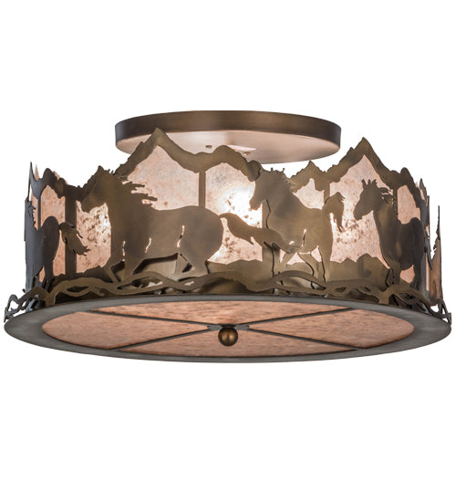 Meyda Tiffany Running Horses 154711 Ceiling Light - Antique Copper