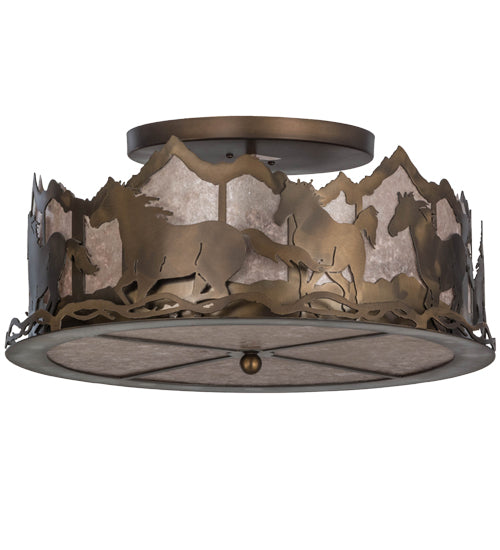 Meyda Tiffany Running Horses 154711 Ceiling Light - Antique Copper