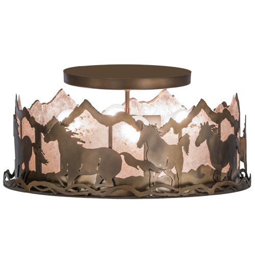 Meyda Tiffany Running Horses 154711 Ceiling Light - Antique Copper
