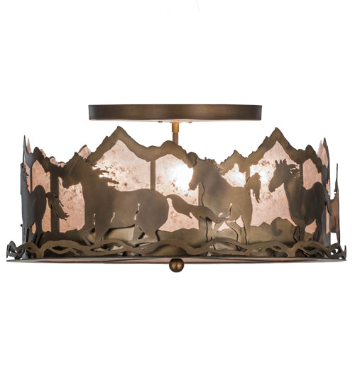 Meyda Tiffany Running Horses 154711 Ceiling Light - Antique Copper