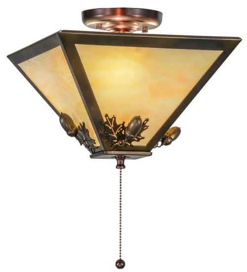 Meyda Tiffany Oak Leaf & Acorn 155015 Ceiling Light - Antique Copper