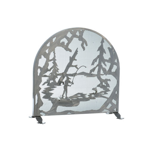 Meyda Tiffany Lighting 15672 Fly Fishing Creek Fireplace Screen Home Decor Pewter, Nickel, Silver