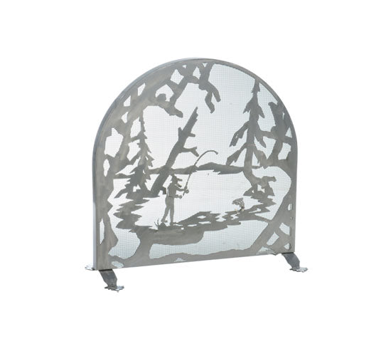 Meyda Tiffany Lighting 15672 Fly Fishing Creek Fireplace Screen Home Decor Pewter, Nickel, Silver