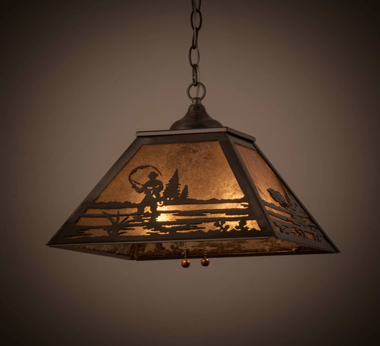 Meyda Tiffany Fly Fishing Creek 15674 Pendant Light - Steel