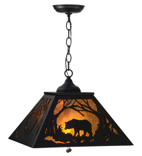 Meyda Tiffany Bear At Dawn 15726 Pendant Light - Textured Black/Amber Mica
