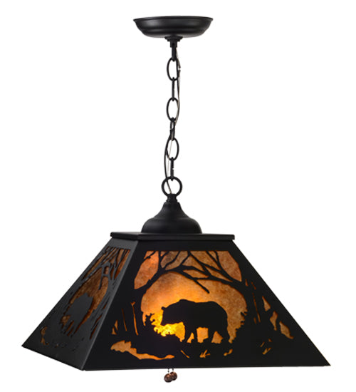 Meyda Tiffany Bear At Dawn 15726 Pendant Light - Textured Black/Amber Mica