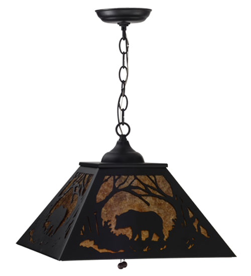Meyda Tiffany Bear At Dawn 15726 Pendant Light - Textured Black/Amber Mica
