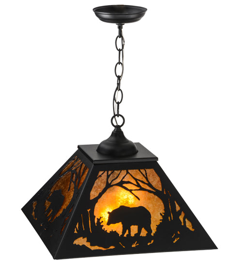 Meyda Tiffany Bear At Dawn 15726 Pendant Light - Textured Black/Amber Mica