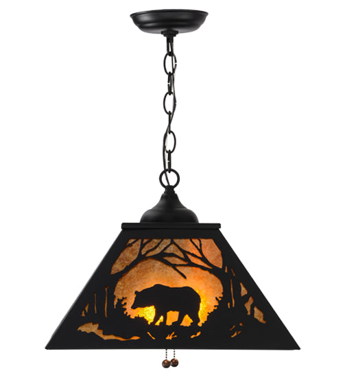 Meyda Tiffany Bear At Dawn 15726 Pendant Light - Textured Black/Amber Mica