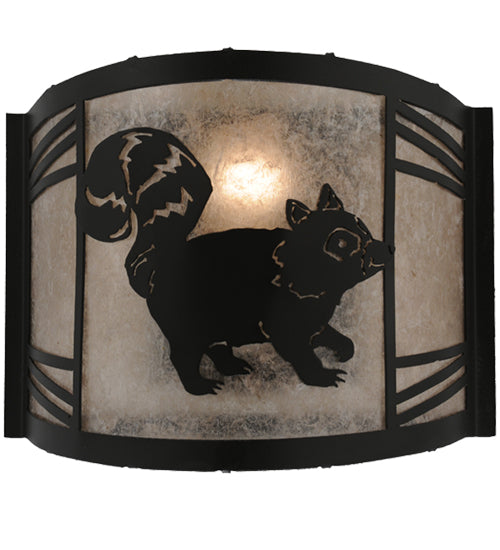 Meyda Tiffany Raccoon On The Loose 157301 Wall Light - Textured Black/Silver Mica