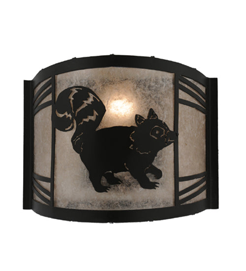 Meyda Tiffany Raccoon On The Loose 157301 Wall Light - Textured Black/Silver Mica