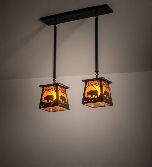 Meyda Tiffany Bear At Dawn 15744 Pendant Light - Black/Amber Mica