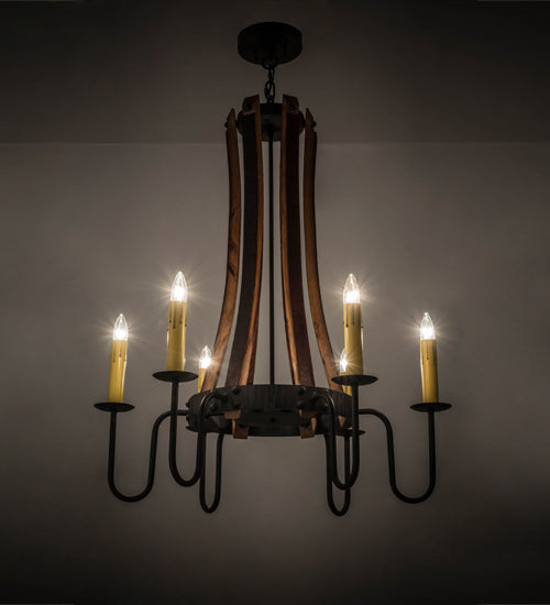 Meyda Tiffany Barrel Stave 157624 Chandelier Light - Natural Wood