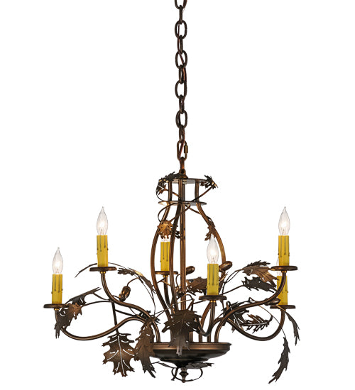 Meyda Tiffany Oak Leaf & Acorn 158572 Chandelier Light - Antique Copper