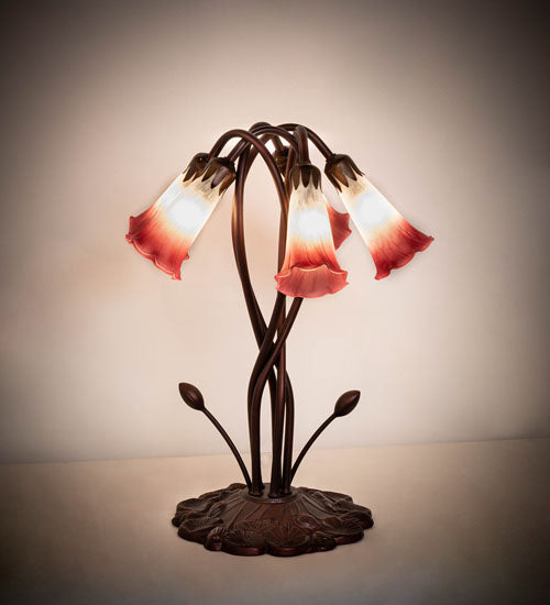 Meyda Tiffany Lighting 16012 Pink/White Five Light Accent Lamp Lamp Bronze / Dark