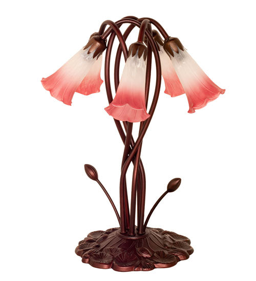 Meyda Tiffany Lighting 16012 Pink/White Five Light Accent Lamp Lamp Bronze / Dark