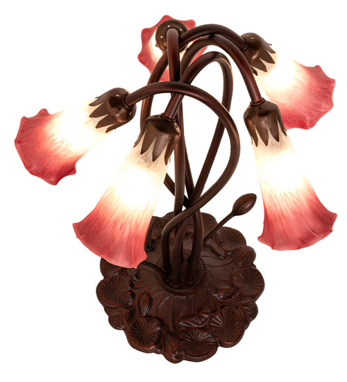 Meyda Tiffany Lighting 16012 Pink/White Five Light Accent Lamp Lamp Bronze / Dark