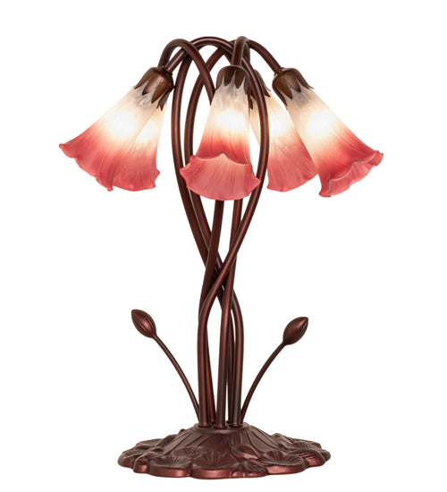 Meyda Tiffany Lighting 16012 Pink/White Five Light Accent Lamp Lamp Bronze / Dark