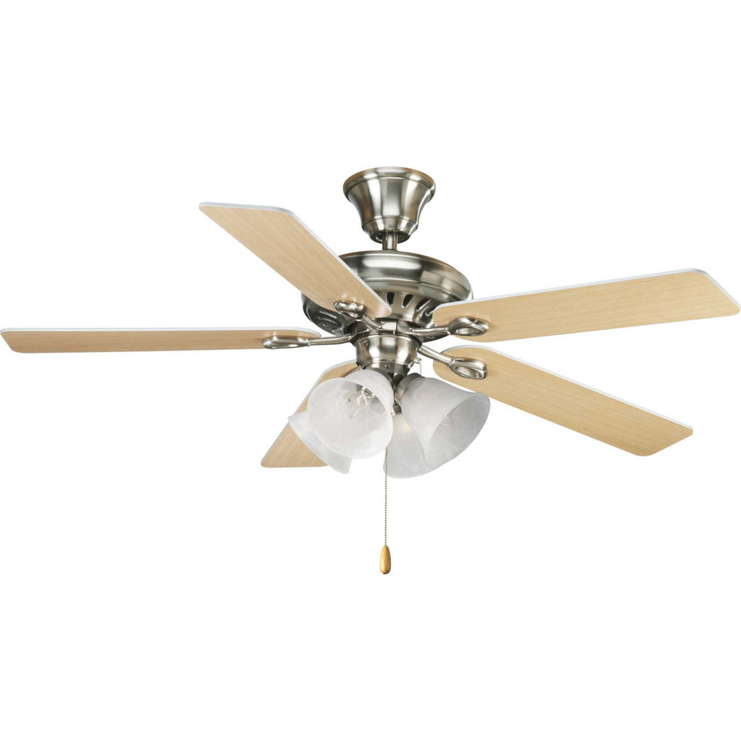 Progress Airpro Signature P2521-09 Ceiling Fan - Brushed Nickel, White, Natural Cherry/